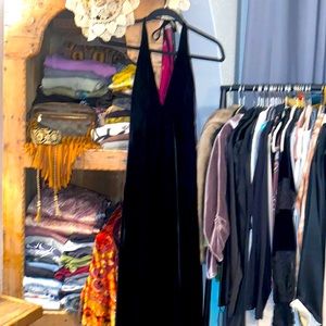 Vintage black velvet evening dress